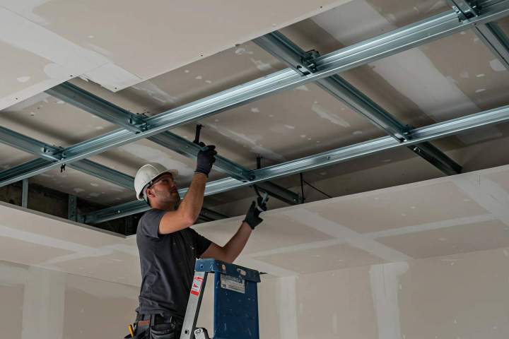 Installation faux plafonds bureaux Rhône-Alpes